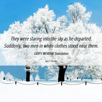 Picture 06 - Acts 1:10 GW - They were staring into the sky as he departed. - Bible Verse Picture