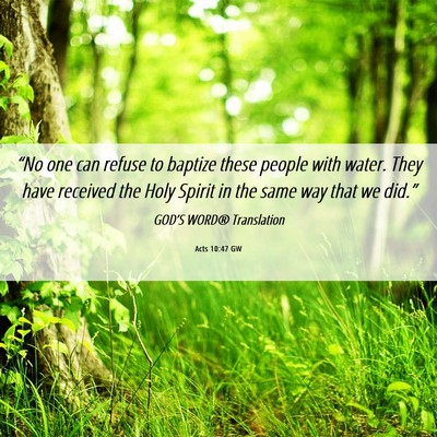 Picture 06 - Acts 10:47 GW - “No one can refuse to baptize these people with - Bible Verse Picture