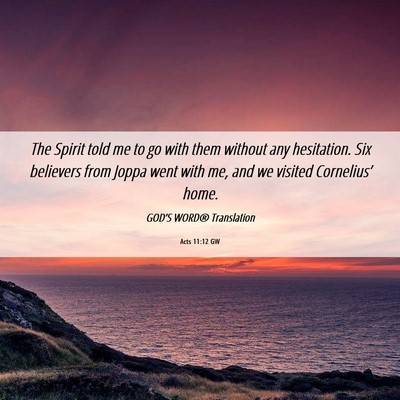 Picture 06 - Acts 11:12 GW - The Spirit told me to go with them without any - Bible Verse Picture