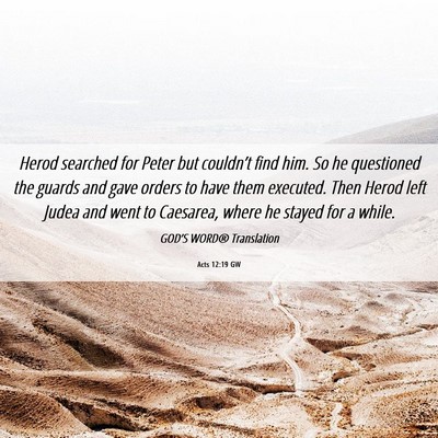 Picture 06 - Acts 12:19 GW - Herod searched for Peter but couldn’t find him. - Bible Verse Picture