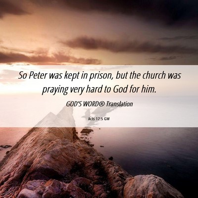 Picture 06 - Acts 12:5 GW - So Peter was kept in prison, but the church was - Bible Verse Picture