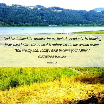 Picture 06 - Acts 13:33 GW - God has fulfilled the promise for us, their - Bible Verse Picture