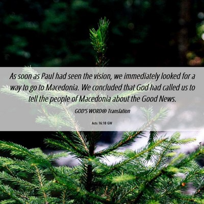 Picture 06 - Acts 16:10 GW - As soon as Paul had seen the vision, we - Bible Verse Picture