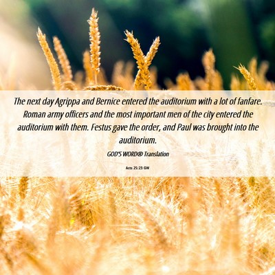 Picture 06 - Acts 25:23 GW - The next day Agrippa and Bernice entered the - Bible Verse Picture