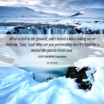 Picture 06 - Acts 26:14 GW - All of us fell to the ground, and I heard a voice - Bible Verse Picture