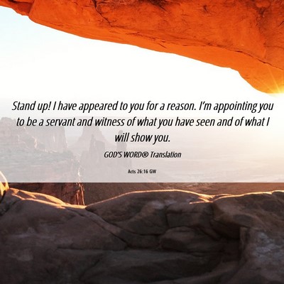Picture 06 - Acts 26:16 GW - Stand up! I have appeared to you for a reason. - Bible Verse Picture
