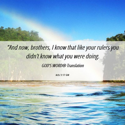 Picture 06 - Acts 3:17 GW - “And now, brothers, I know that like your - Bible Verse Picture