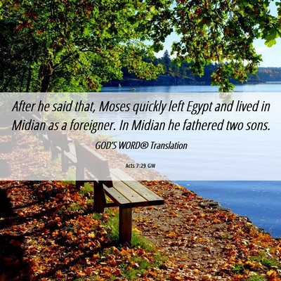 Picture 06 - Acts 7:29 GW - After he said that, Moses quickly left Egypt and - Bible Verse Picture
