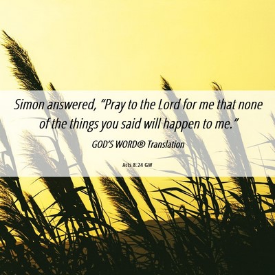 Picture 06 - Acts 8:24 GW - Simon answered, “Pray to the Lord for me that - Bible Verse Picture