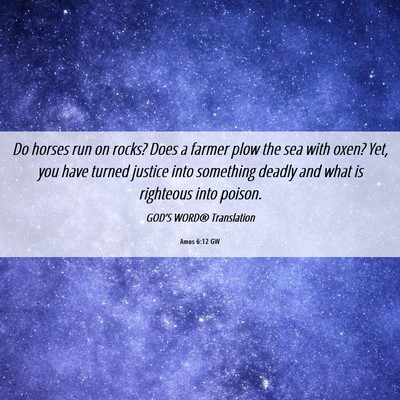Picture 06 - Amos 6:12 GW - Do horses run on rocks? Does a farmer plow the - Bible Verse Picture