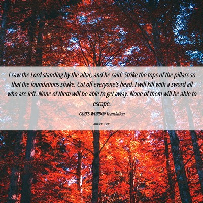Picture 06 - Amos 9:1 GW - I saw the Lord standing by the altar, and he - Bible Verse Picture