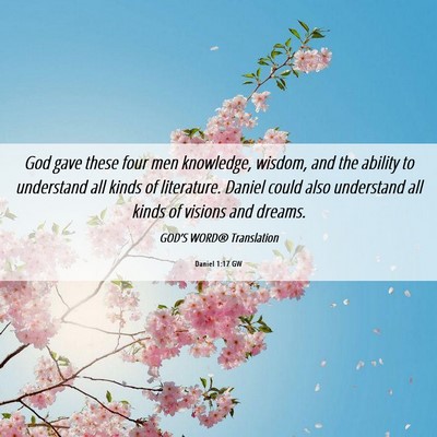 Picture 06 - Daniel 1:17 GW - God gave these four men knowledge, wisdom, and - Bible Verse Picture