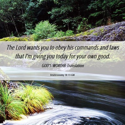 Picture 06 - Deuteronomy 10:13 GW - The Lord wants you to obey his commands and laws - Bible Verse Picture