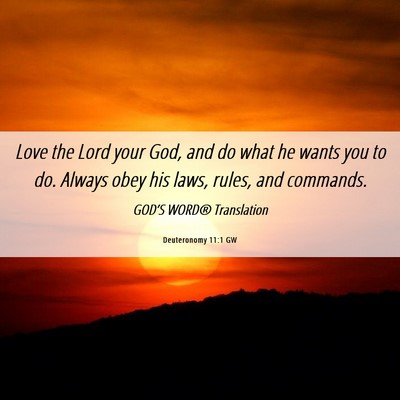 Picture 06 - Deuteronomy 11:1 GW - Love the Lord your God, and do what he wants you - Bible Verse Picture