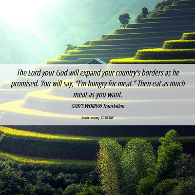 Picture 06 - Deuteronomy 12:20 GW - The Lord your God will expand your country’s - Bible Verse Picture
