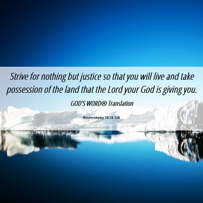 Picture 06 - Deuteronomy 16:20 GW - Strive for nothing but justice so that you will - Bible Verse Picture