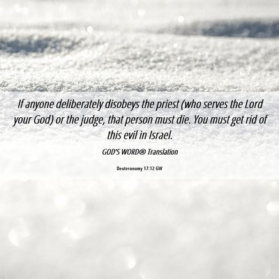 Picture 06 - Deuteronomy 17:12 GW - If anyone deliberately disobeys the priest (who - Bible Verse Picture