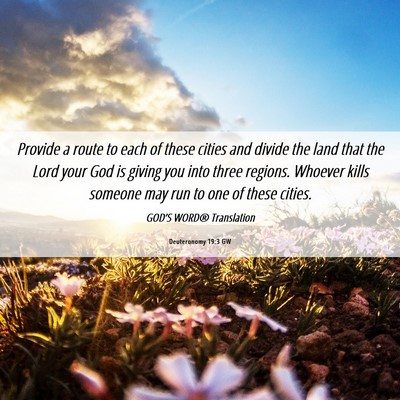 Picture 06 - Deuteronomy 19:3 GW - Provide a route to each of these cities and - Bible Verse Picture