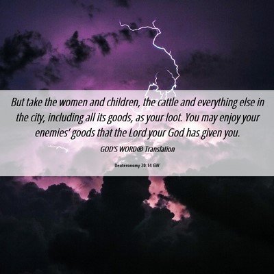 Picture 06 - Deuteronomy 20:14 GW - But take the women and children, the cattle and - Bible Verse Picture