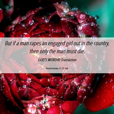 Picture 06 - Deuteronomy 22:25 GW - But if a man rapes an engaged girl out in the - Bible Verse Picture