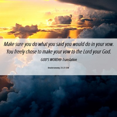 Picture 06 - Deuteronomy 23:23 GW - Make sure you do what you said you would do in - Bible Verse Picture