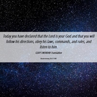 Picture 06 - Deuteronomy 26:17 GW - Today you have declared that the Lord is your God - Bible Verse Picture