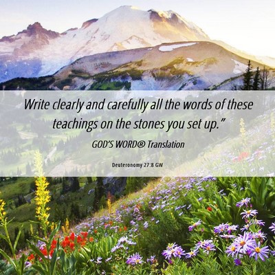 Picture 06 - Deuteronomy 27:8 GW - Write clearly and carefully all the words of - Bible Verse Picture