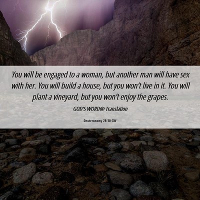 Picture 06 - Deuteronomy 28:30 GW - You will be engaged to a woman, but another man - Bible Verse Picture