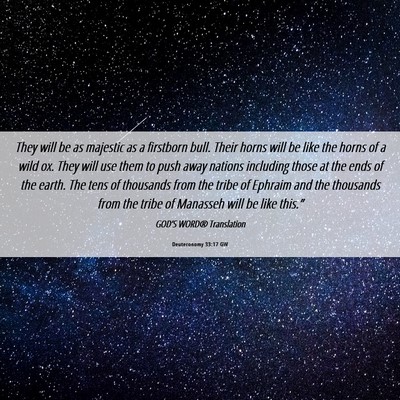 Picture 06 - Deuteronomy 33:17 GW - They will be as majestic as a firstborn bull. - Bible Verse Picture