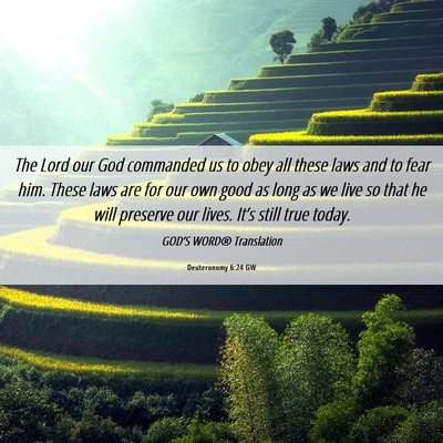 Picture 06 - Deuteronomy 6:24 GW - The Lord our God commanded us to obey all these - Bible Verse Picture