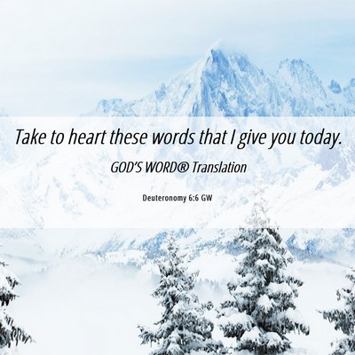 Picture 06 - Deuteronomy 6:6 GW - Take to heart these words that I give you - Bible Verse Picture