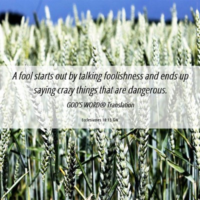 Picture 06 - Ecclesiastes 10:13 GW - A fool starts out by talking foolishness and ends - Bible Verse Picture