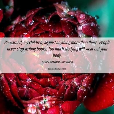 Picture 06 - Ecclesiastes 12:12 GW - Be warned, my children, against anything more - Bible Verse Picture