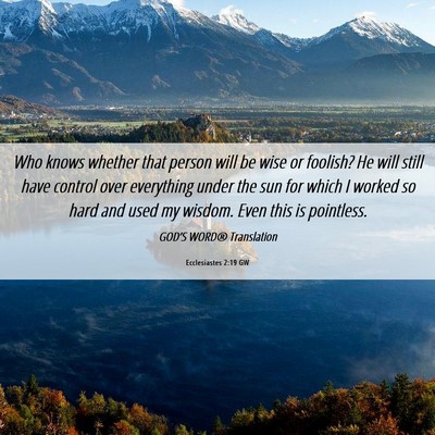 Picture 06 - Ecclesiastes 2:19 GW - Who knows whether that person will be wise or - Bible Verse Picture