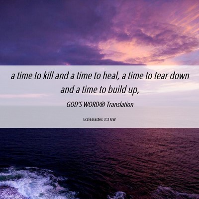 Picture 06 - Ecclesiastes 3:3 GW - a time to kill and a time to heal, a time to tear - Bible Verse Picture