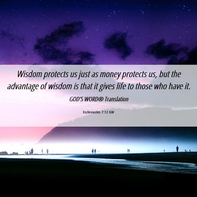 Picture 06 - Ecclesiastes 7:12 GW - Wisdom protects us just as money protects us, but - Bible Verse Picture