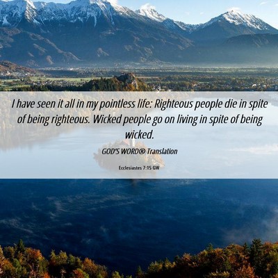 Picture 06 - Ecclesiastes 7:15 GW - I have seen it all in my pointless life: - Bible Verse Picture