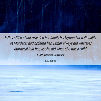 Picture 06 - Esther 2:20 GW - Esther still had not revealed her family - Bible Verse Picture