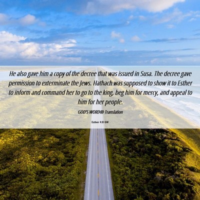 Picture 06 - Esther 4:8 GW - He also gave him a copy of the decree that was - Bible Verse Picture
