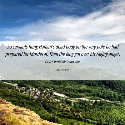 Picture 06 - Esther 7:10 GW - So servants hung Haman’s dead body on the very - Bible Verse Picture