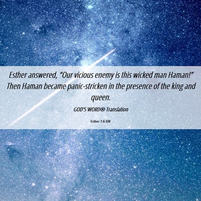 Picture 06 - Esther 7:6 GW - Esther answered, “Our vicious enemy is this - Bible Verse Picture