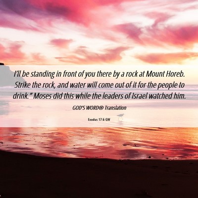Picture 06 - Exodus 17:6 GW - I’ll be standing in front of you there by a - Bible Verse Picture