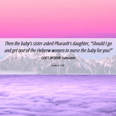 Picture 06 - Exodus 2:7 GW - Then the baby’s sister asked Pharaoh’s - Bible Verse Picture