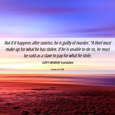 Picture 06 - Exodus 22:3 GW - But if it happens after sunrise, he is guilty of - Bible Verse Picture