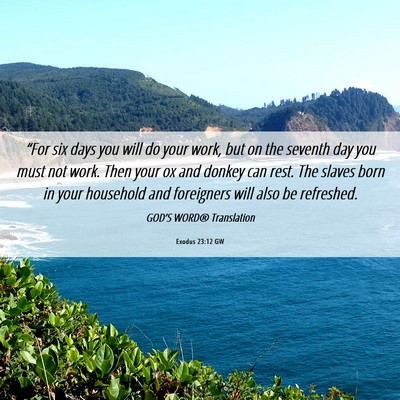 Picture 06 - Exodus 23:12 GW - “For six days you will do your work, but on the - Bible Verse Picture