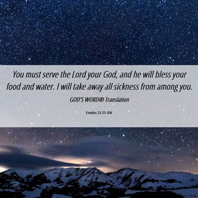 Picture 06 - Exodus 23:25 GW - You must serve the Lord your God, and he will - Bible Verse Picture