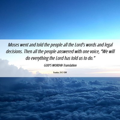 Picture 06 - Exodus 24:3 GW - Moses went and told the people all the Lord’s - Bible Verse Picture