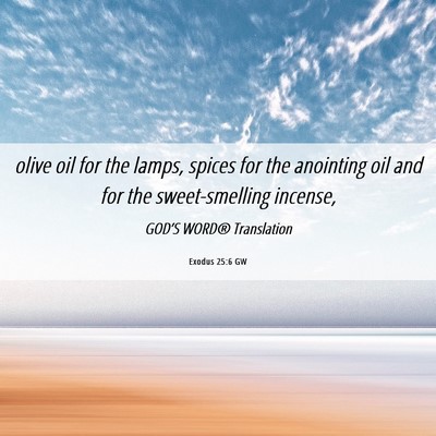 Picture 06 - Exodus 25:6 GW - olive oil for the lamps, spices for the anointing - Bible Verse Picture