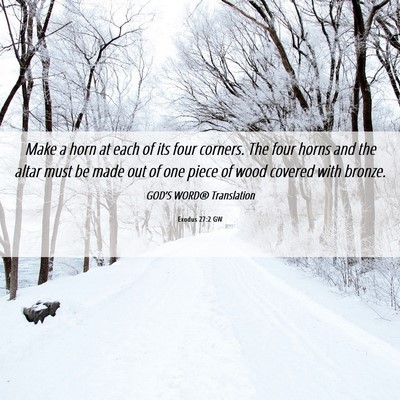 Picture 06 - Exodus 27:2 GW - Make a horn at each of its four corners. The four - Bible Verse Picture