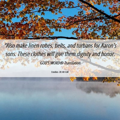 Picture 06 - Exodus 28:40 GW - “Also make linen robes, belts, and turbans for - Bible Verse Picture